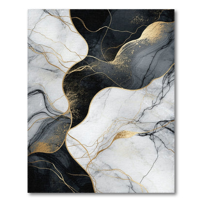 Black Gold Veined Marble Rug