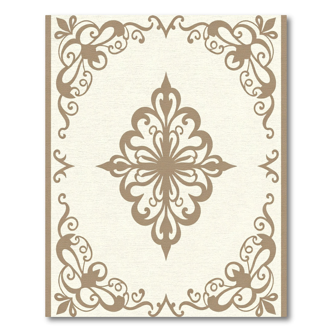 Elegant Cream Tan Filigree Medallion Rug