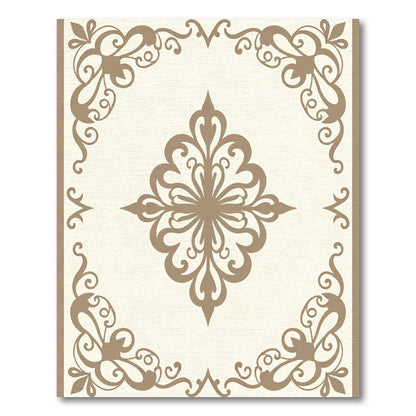 Elegant Cream Tan Filigree Medallion Rug