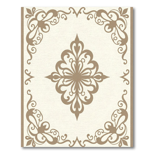Elegant Cream Tan Filigree Medallion Rug