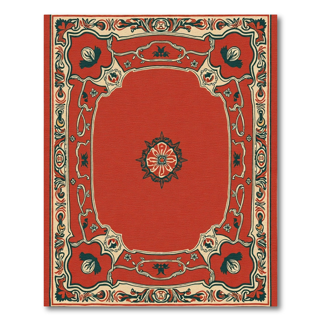 Crimson Floral Arch Medallion Rug