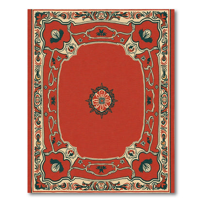 Crimson Floral Arch Medallion Rug
