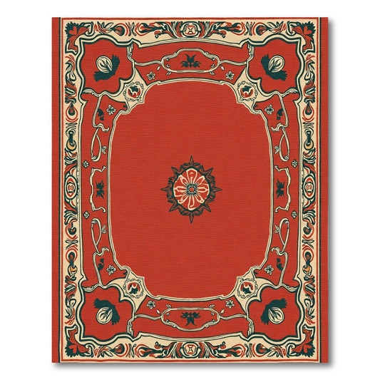 Crimson Floral Arch Medallion Rug