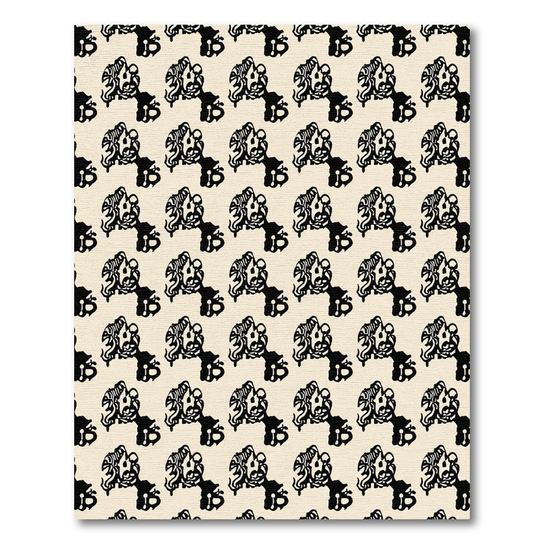 Black Cream Abstract Organic Repeating Pattern Rug
