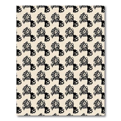 Black Cream Abstract Organic Repeating Pattern Rug