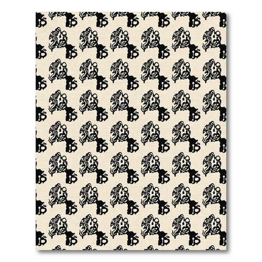 Black Cream Abstract Organic Repeating Pattern Rug