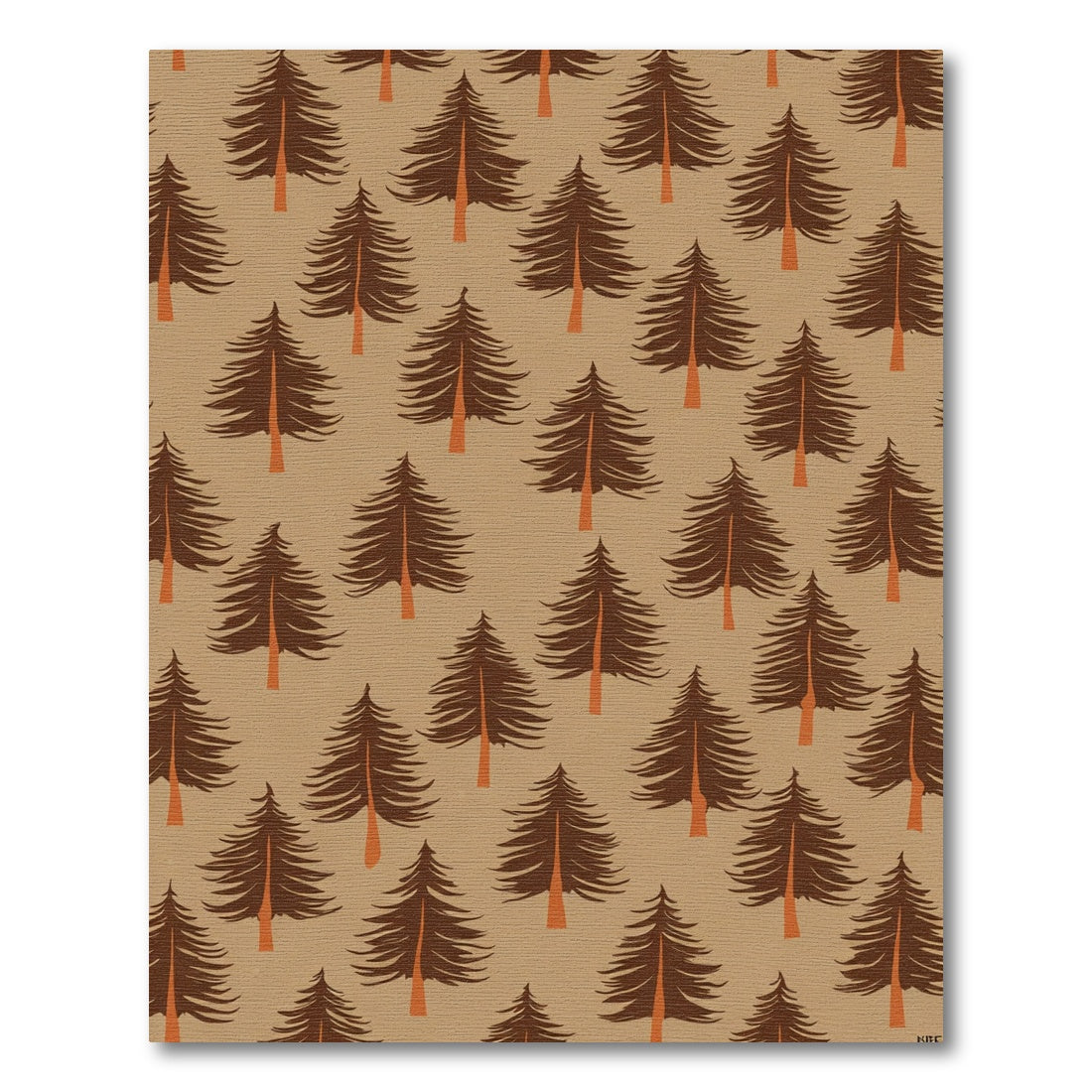 Brown Pine Tree Forest Pattern Rug