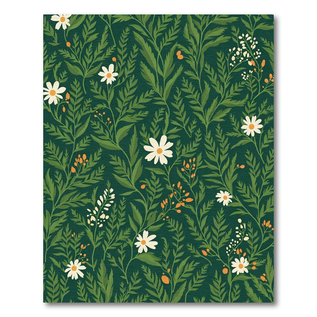 Emerald Green Vintage Floral Garden Rug