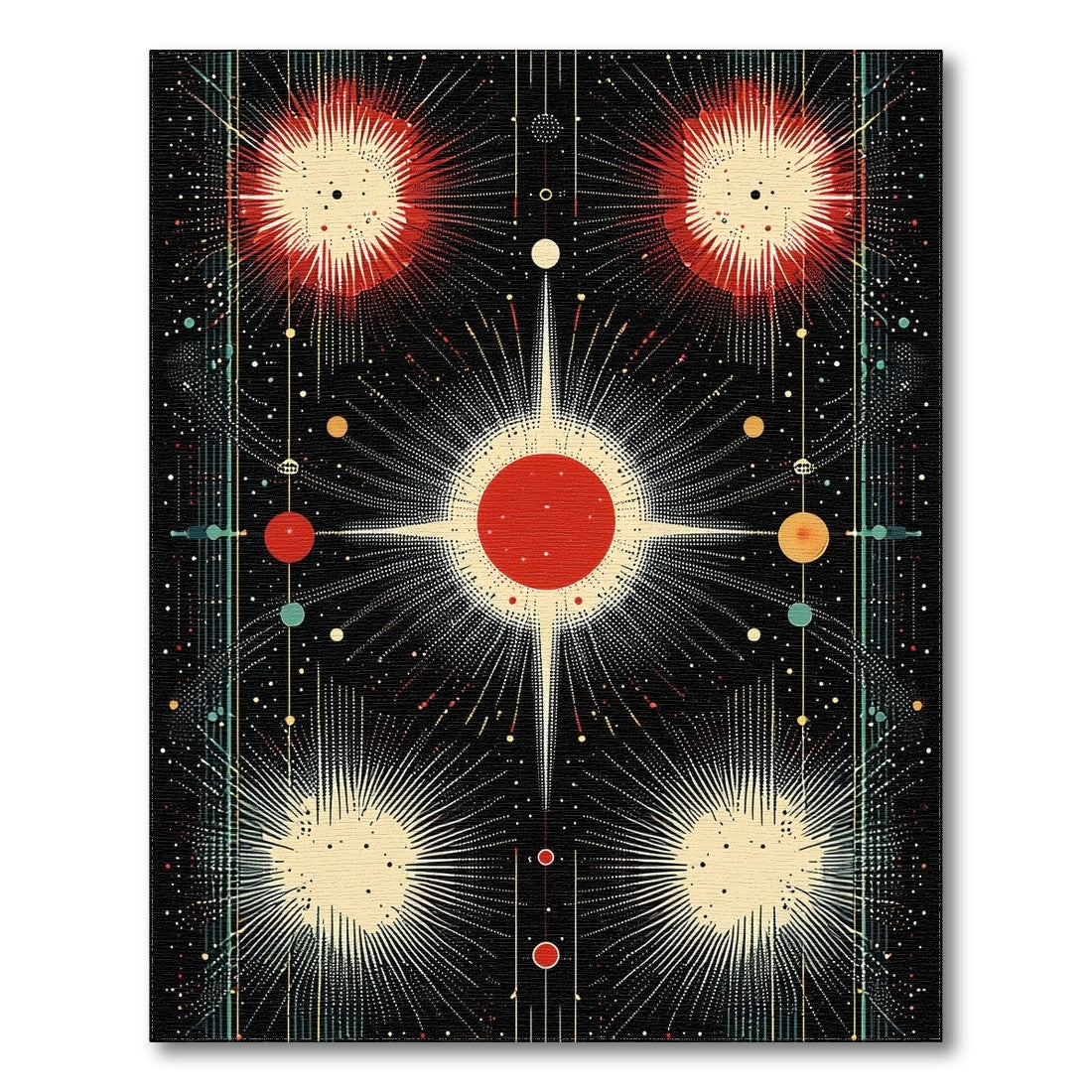 Cosmic Red Burst Washable Area Rug