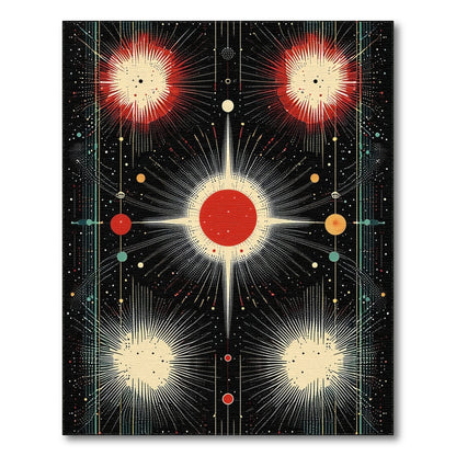 Cosmic Red Burst Washable Area Rug