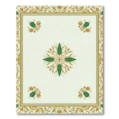 Ivory Gold Green Floral Medallion Border Rug