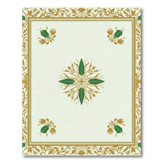 Ivory Gold Green Floral Medallion Border Rug