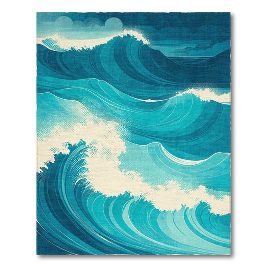 Teal Navy Swirling Waves Rug