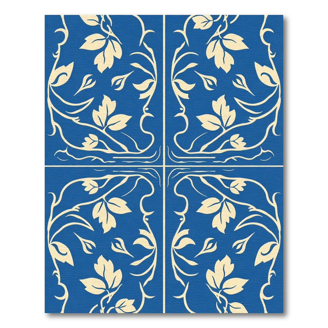 Navy Floral Vine Scroll Medallion Rug