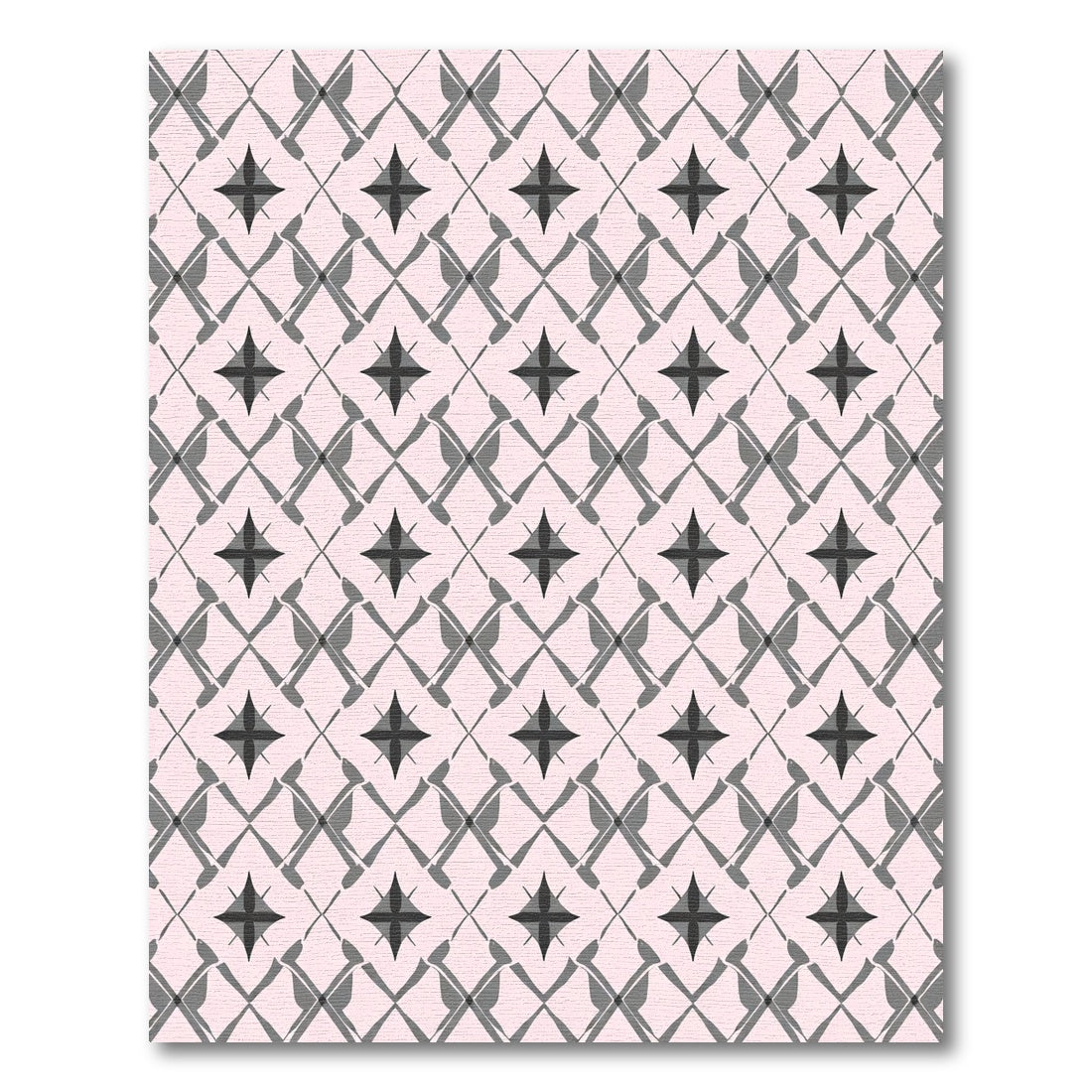Soft Pink Gray Starburst Lattice Rug