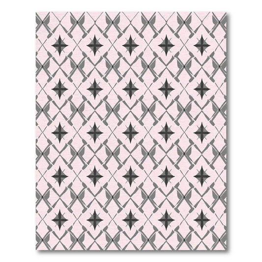 Soft Pink Gray Starburst Lattice Rug