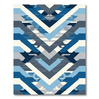 Modern Blue Geometric Chevron Rug