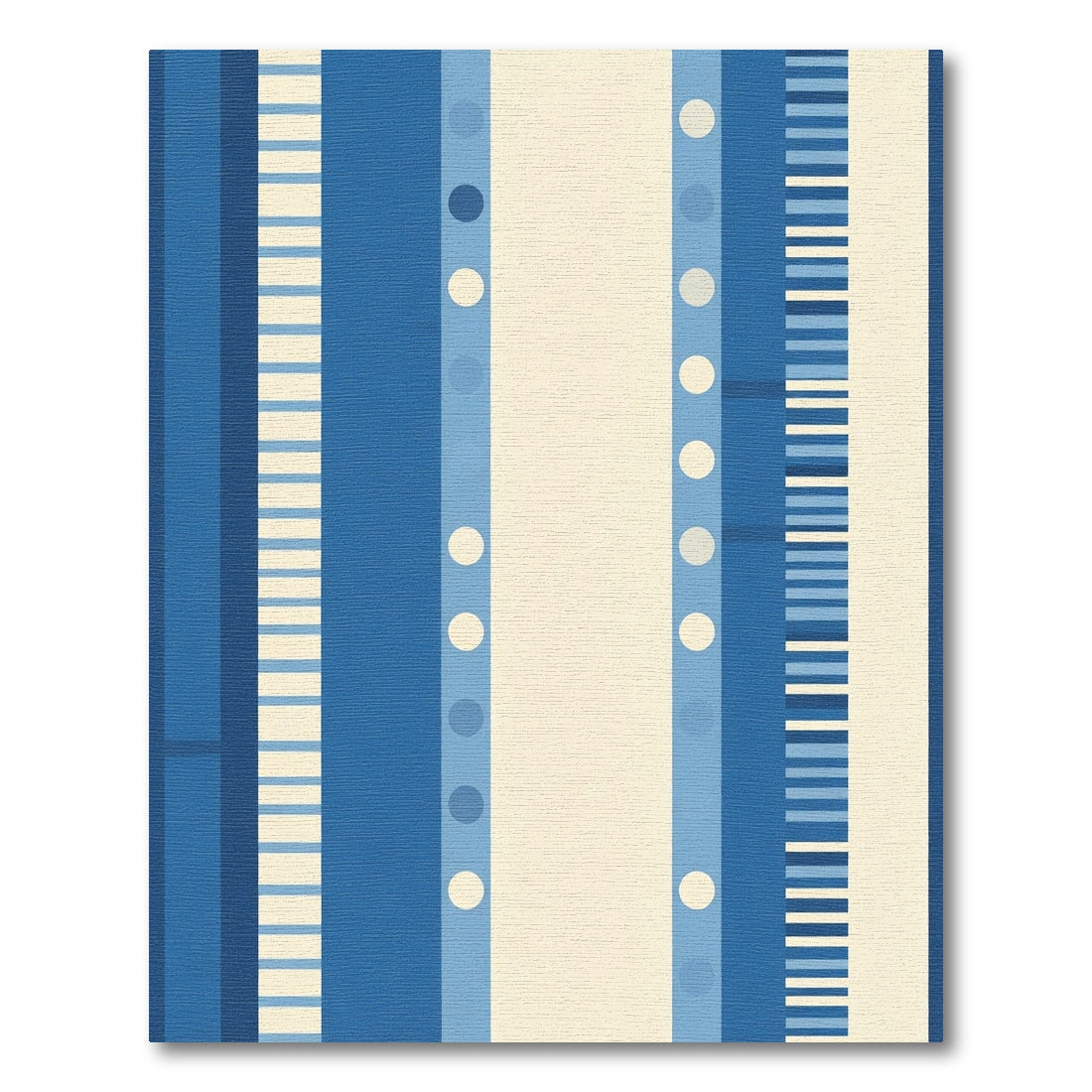 Indigo Blue Cream Mid-Century Stripes Rug