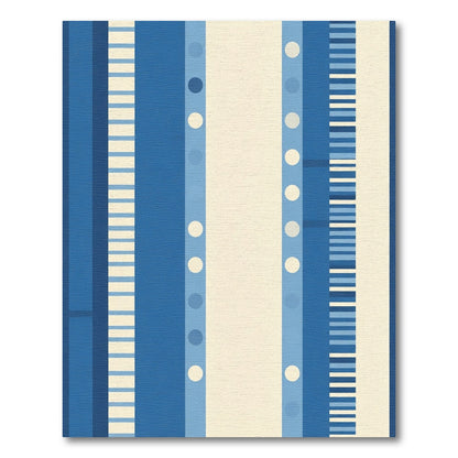Indigo Blue Cream Mid-Century Stripes Rug