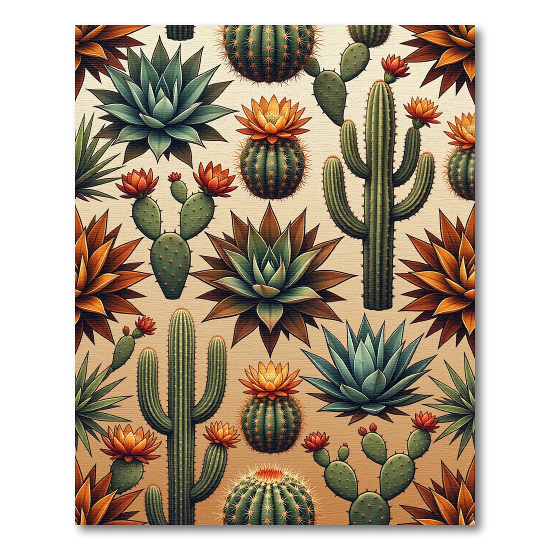 Desert Cactus Bloom Arrangement Rug