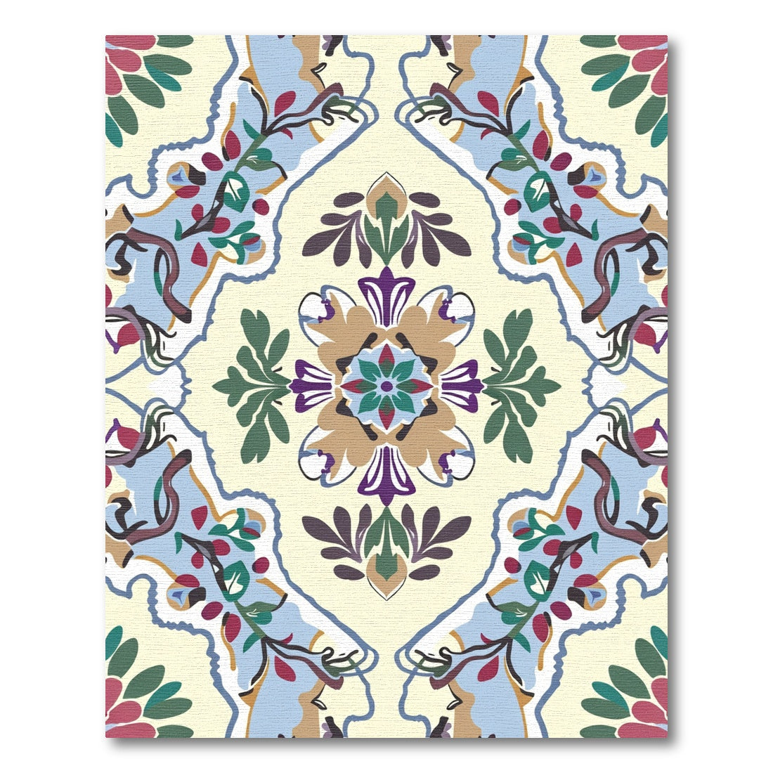 Ornate Floral Blossom Medallion Rug