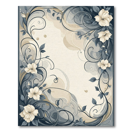 Elegant Cream Floral Vine Scrolling Rug