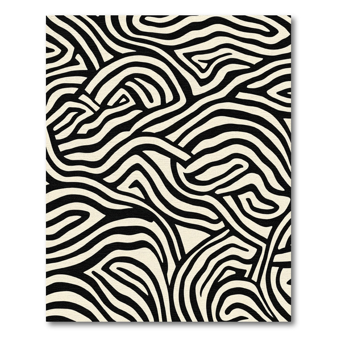 Black Cream Abstract Zebra Ribbons Rug