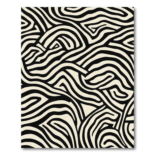 Black Cream Abstract Zebra Ribbons Rug
