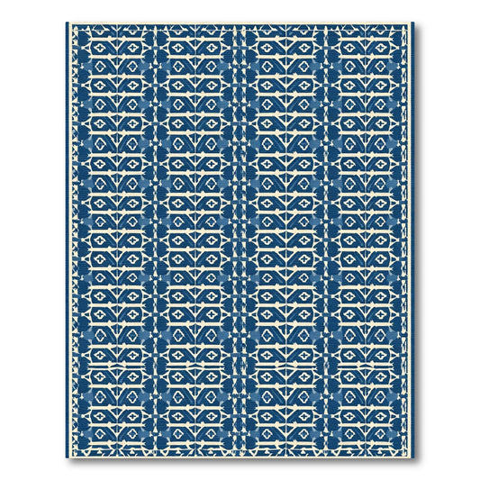 Indigo Diamond Lattice Rug