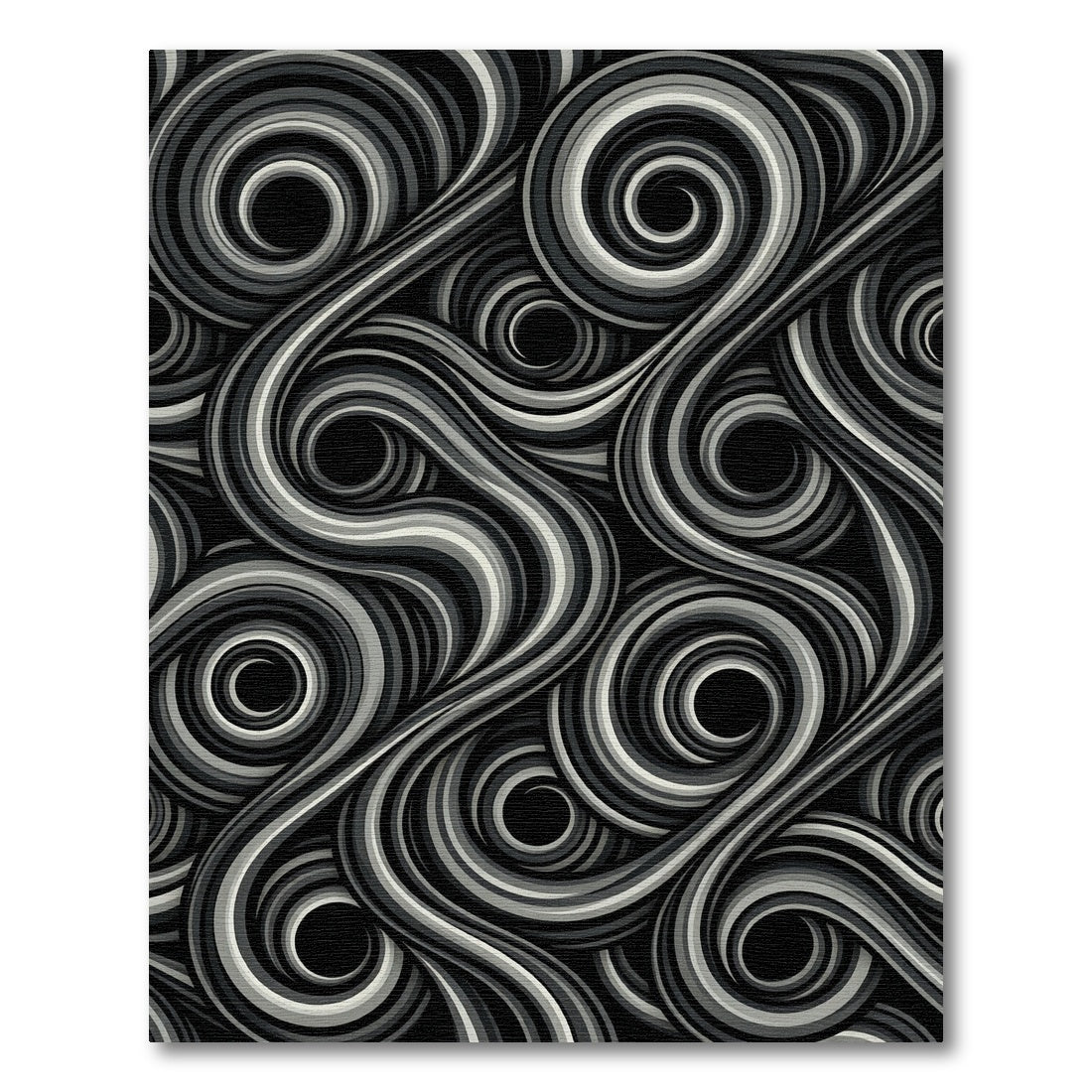 Monochrome Swirl Ribbon Abstract Rug