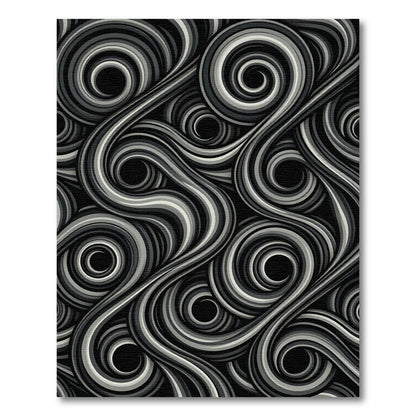 Monochrome Swirl Ribbon Abstract Rug