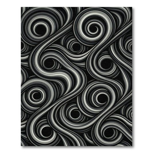Monochrome Swirl Ribbon Abstract Rug