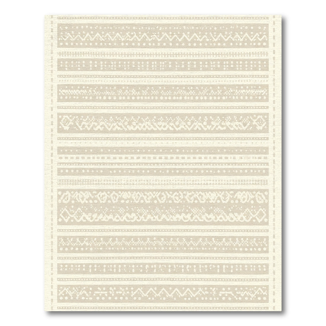 Beige Textured Geometric Stripe Rug