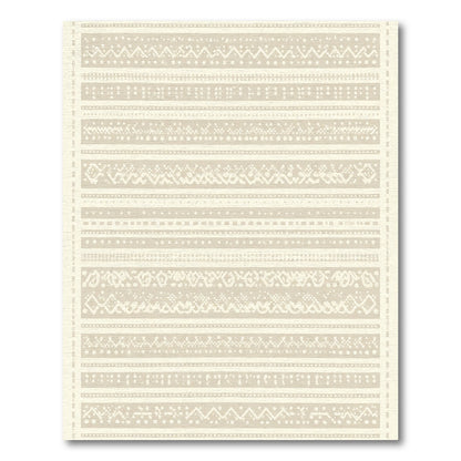 Beige Textured Geometric Stripe Rug