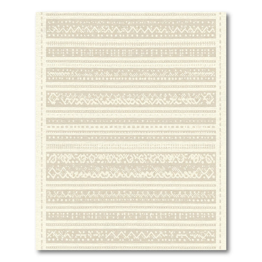 Beige Textured Geometric Stripe Rug