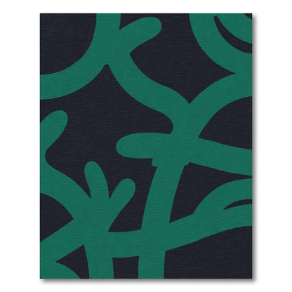 Deep Teal Wavy Intertwined Abstract Rug