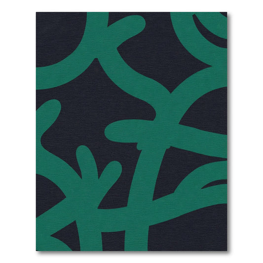 Deep Teal Wavy Intertwined Abstract Rug