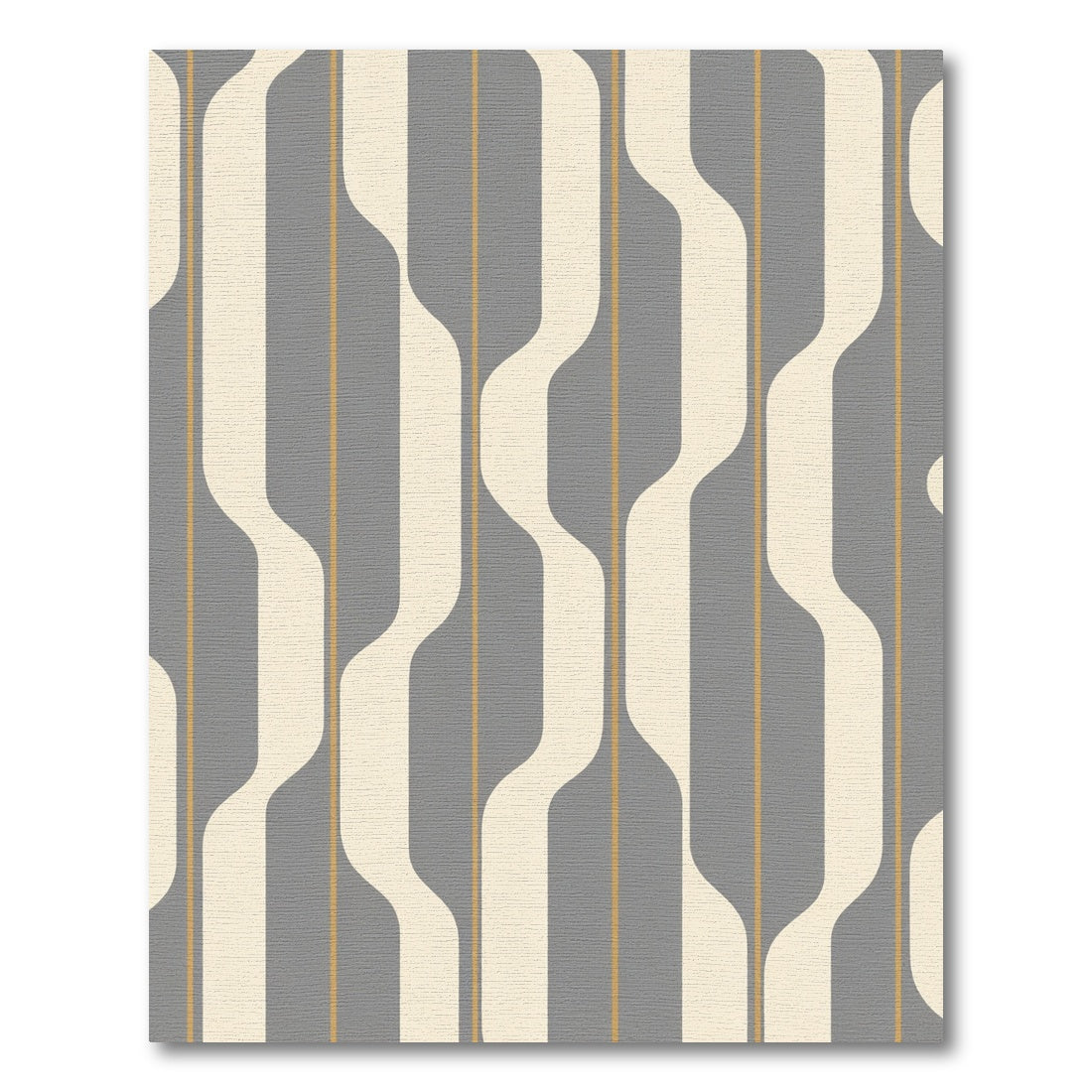 Gray Cream Yellow Wave Stripe Rug