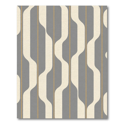 Gray Cream Yellow Wave Stripe Rug