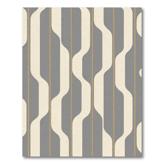 Gray Cream Yellow Wave Stripe Rug