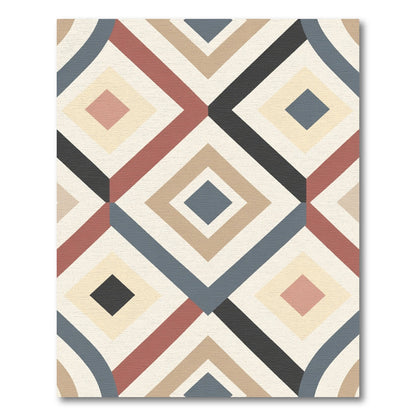 Geometric Diamond Medallion With Earthy Tones Rug