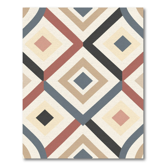 Geometric Diamond Medallion With Earthy Tones Rug