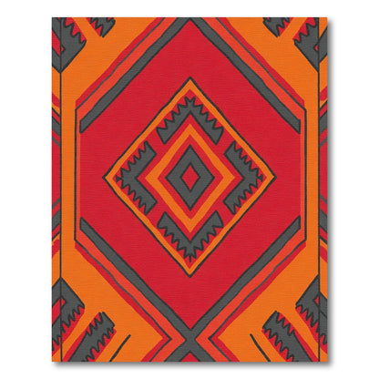 Bold Red Geometric Diamond Statement Rug