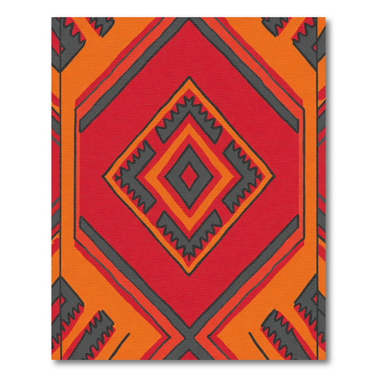 Bold Red Geometric Diamond Statement Rug