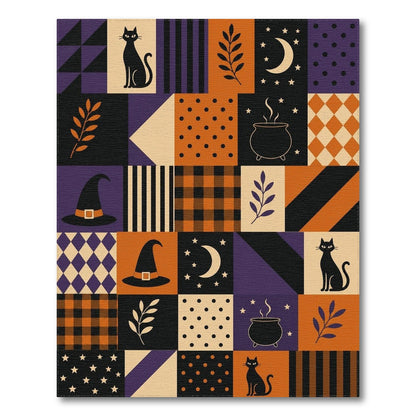 Halloween Cat Patchwork Area Rug
