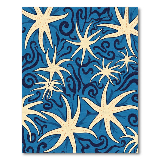 Cream Starfish Underwater Swirls Rug