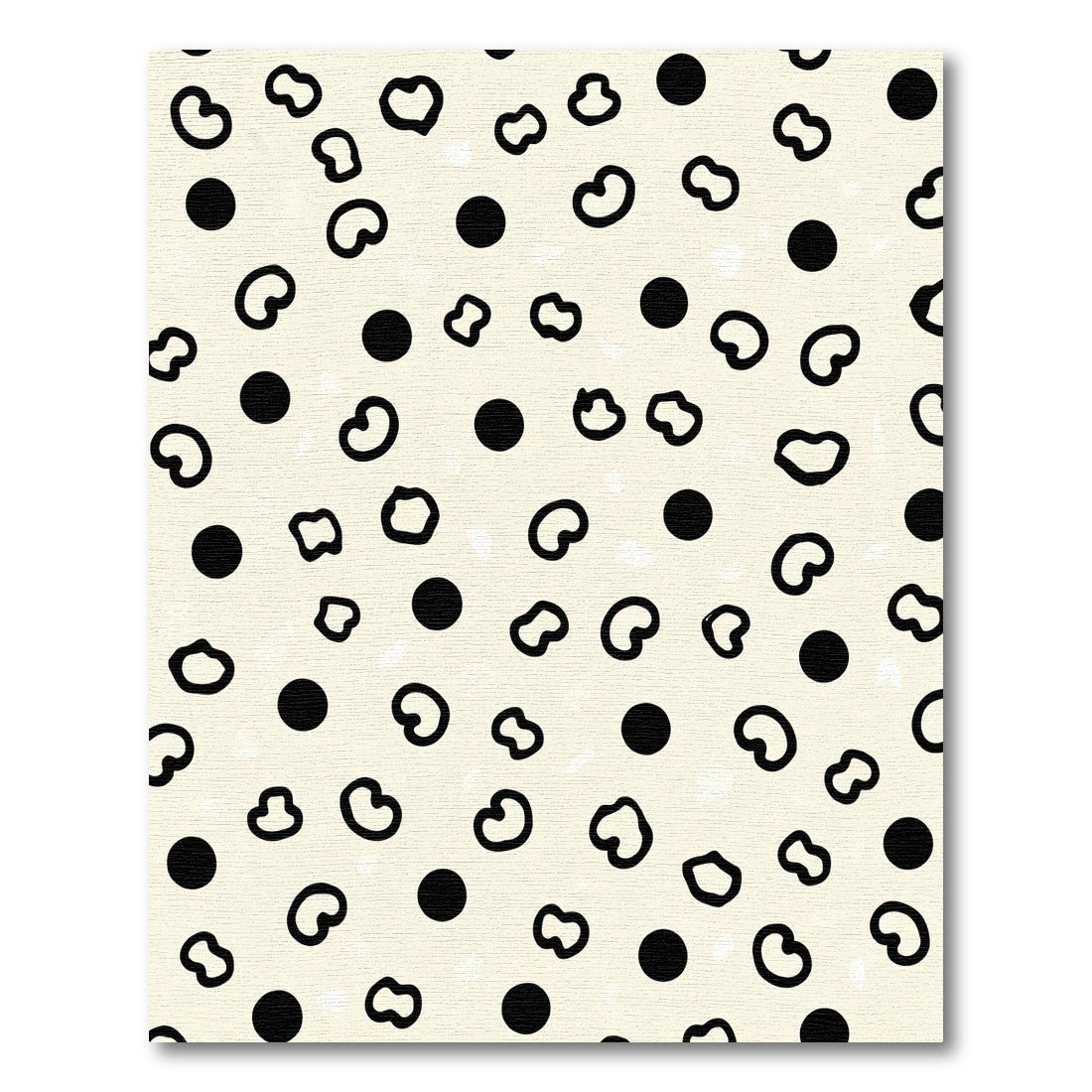 Cream Black Polka Organic Shape Scatter Rug