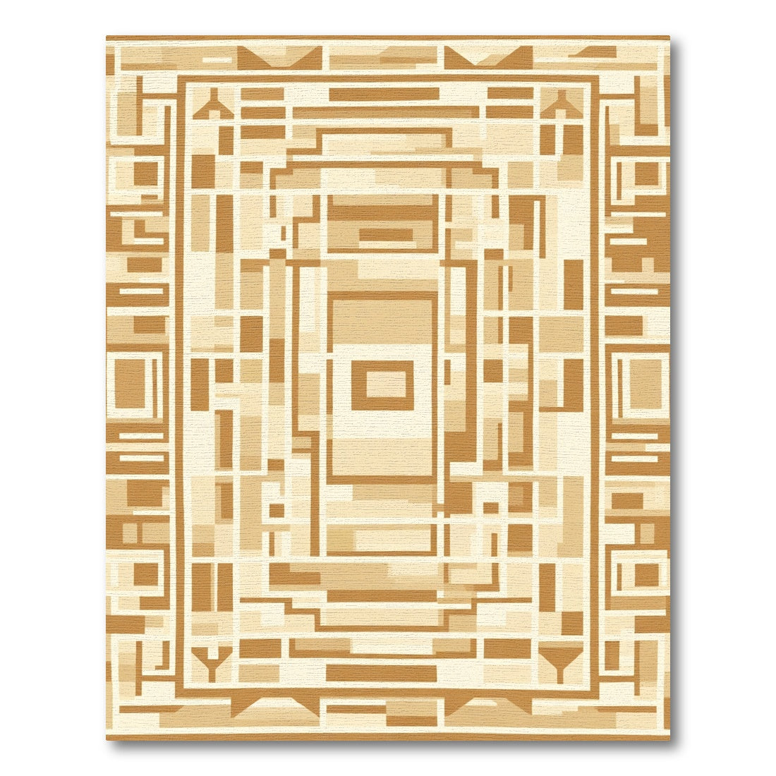 Geometric Tan Neutral Abstract Layout Rug