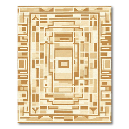 Geometric Tan Neutral Abstract Layout Rug
