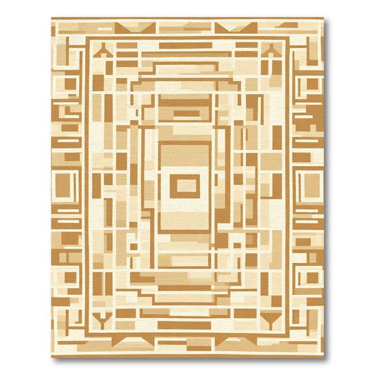 Geometric Tan Neutral Abstract Layout Rug